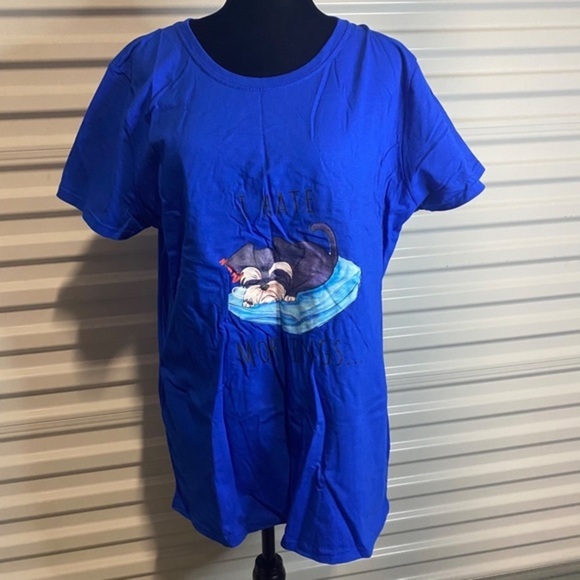 I hate Mornings Dog Fruit Of The Loom Blue T-Shirt Women’s Size 2XL - Picture 6 of 12